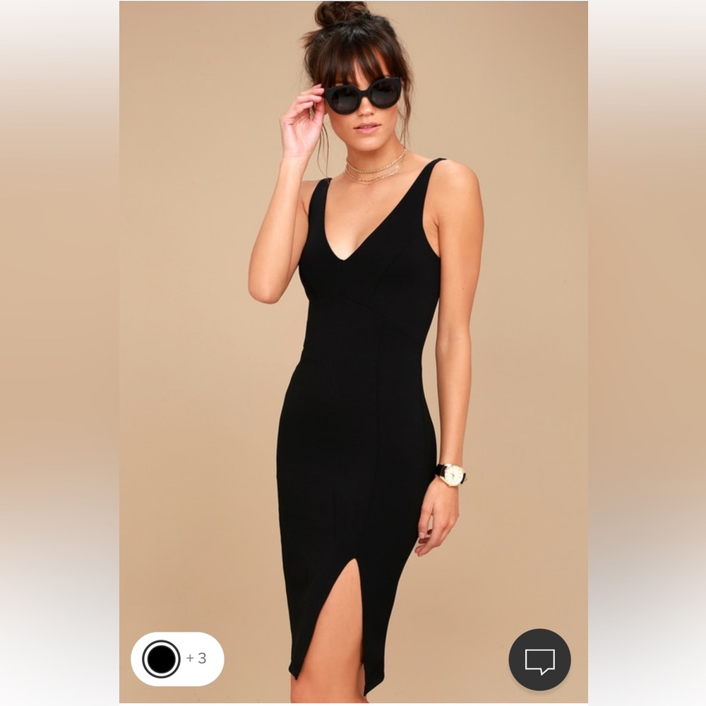 Lulus iconic moment black bodycon midi dress